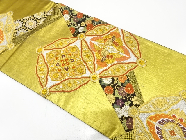 JAPANESE KIMONO / ANTIQUE FUKURO OBI / SILK / WOVEN PHOENIX